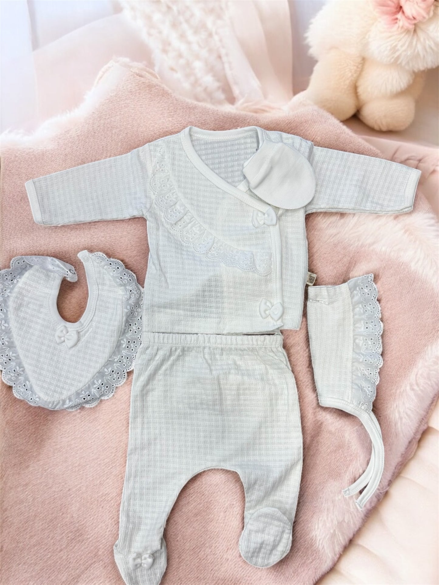 Ensemble Naissance Bébé 5 Pièces - Douceur et Élégance Pure 0-3 Mois