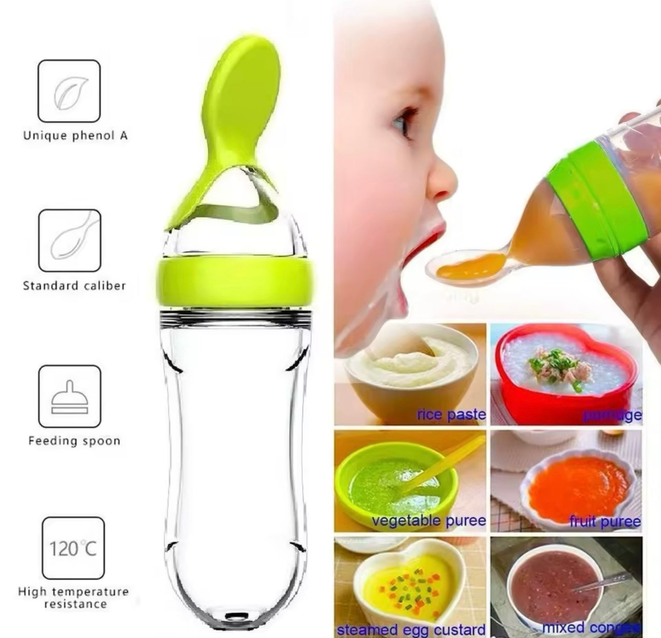 Biberon cuillère en silicone pour bébé