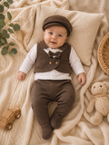 Ensemble Bébé Garçon Gilet Marron 5 Pièces 0-3 Mois