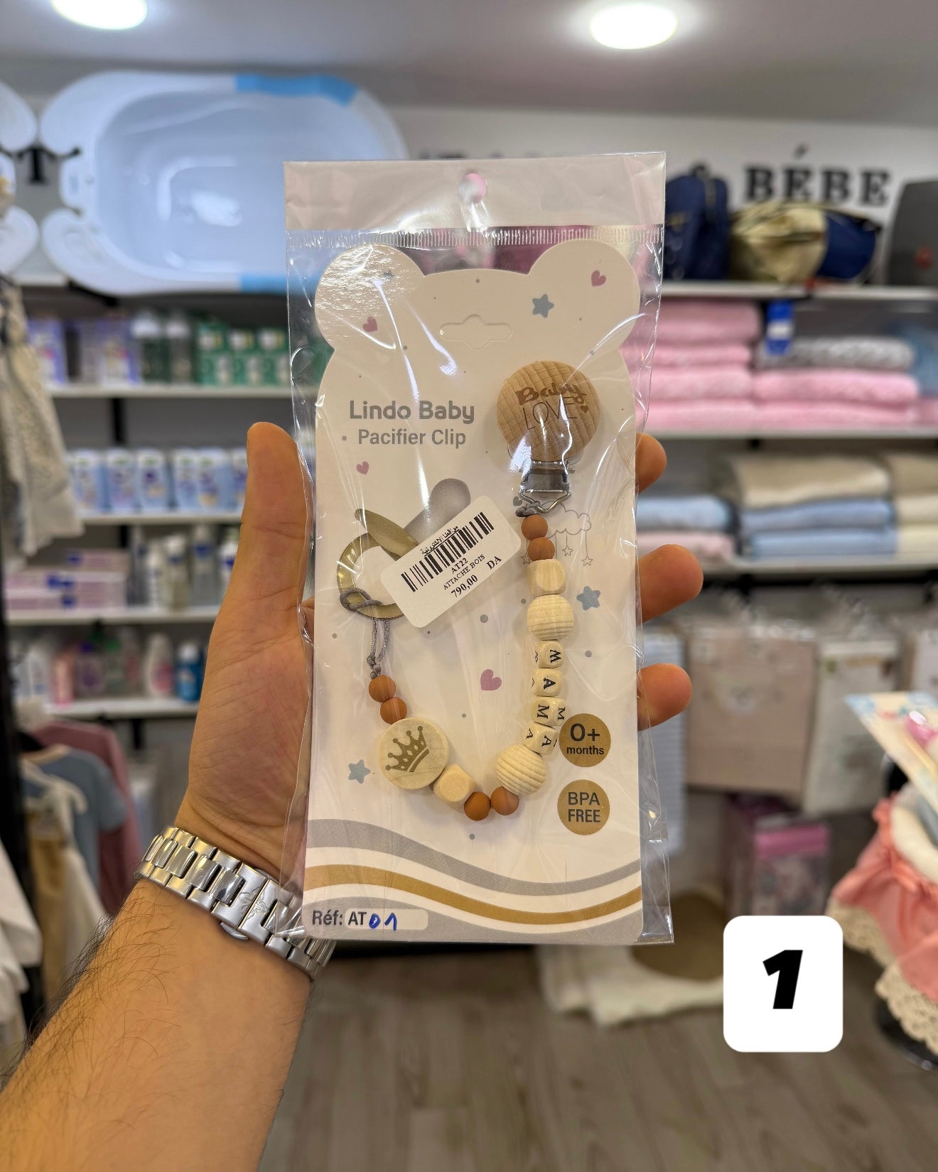 Attache-Sucette en Bois Naturel &amp; Silicone – Lindo Baby