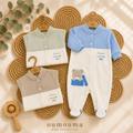 Ensemble "Dream Big" Bicolore Ourson – Gilet & Pyjama coton 0-3 Mois