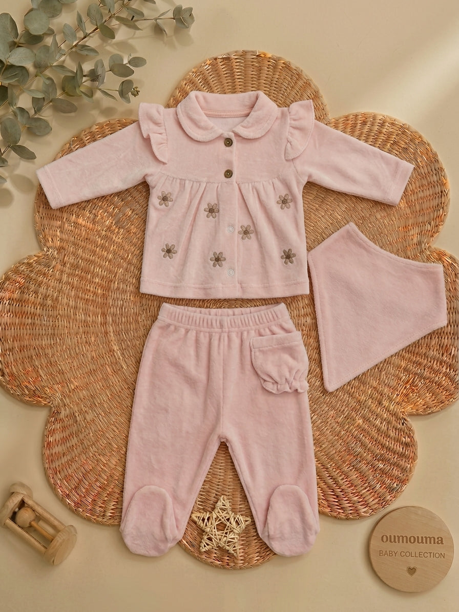 Ensemble naissance col claudine fleurs 0-3 mois