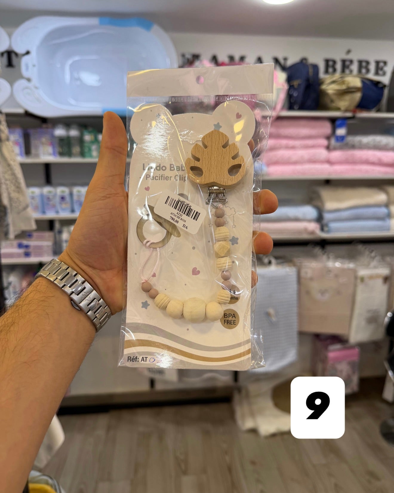 Attache-Sucette en Bois Naturel &amp; Silicone – Lindo Baby