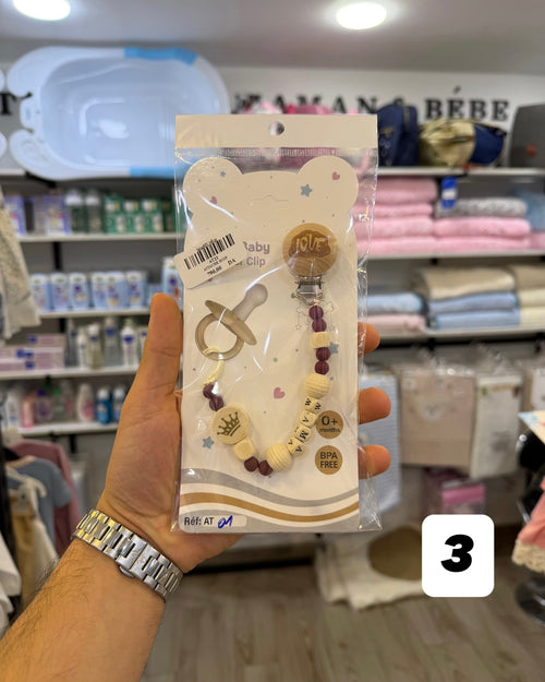 Attache-Sucette en Bois Naturel &amp; Silicone – Lindo Baby