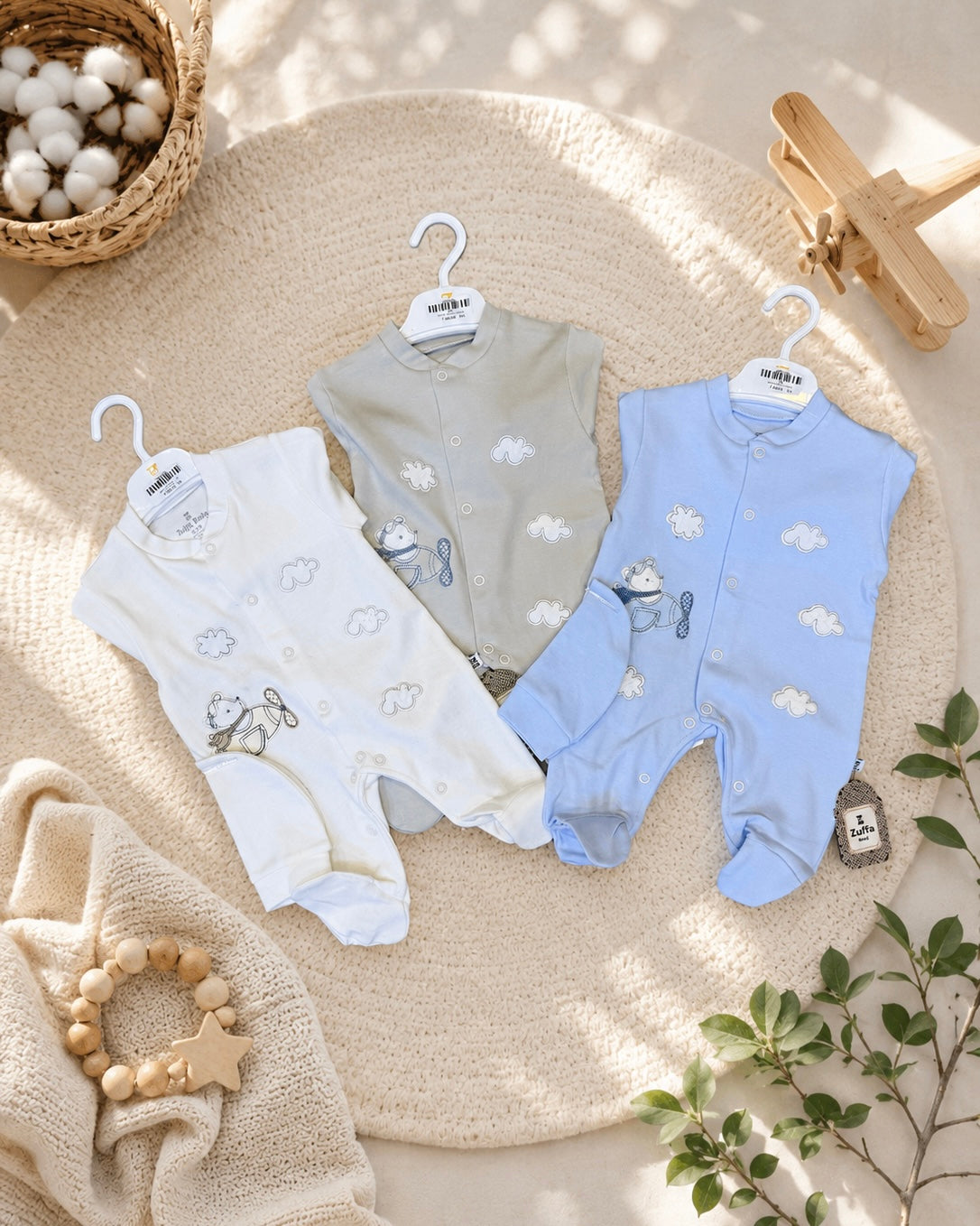 Grenouillère en Coton 0-3  Mois 100% Coton