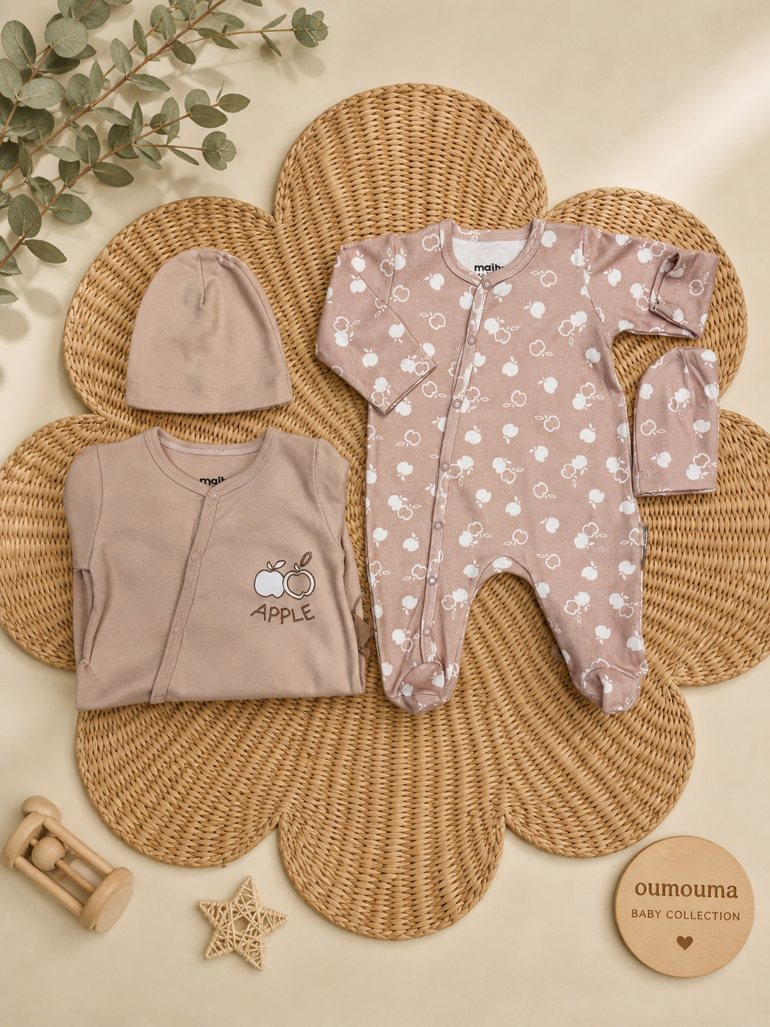 Ensemble Bébé "Apple" Beige 3mois