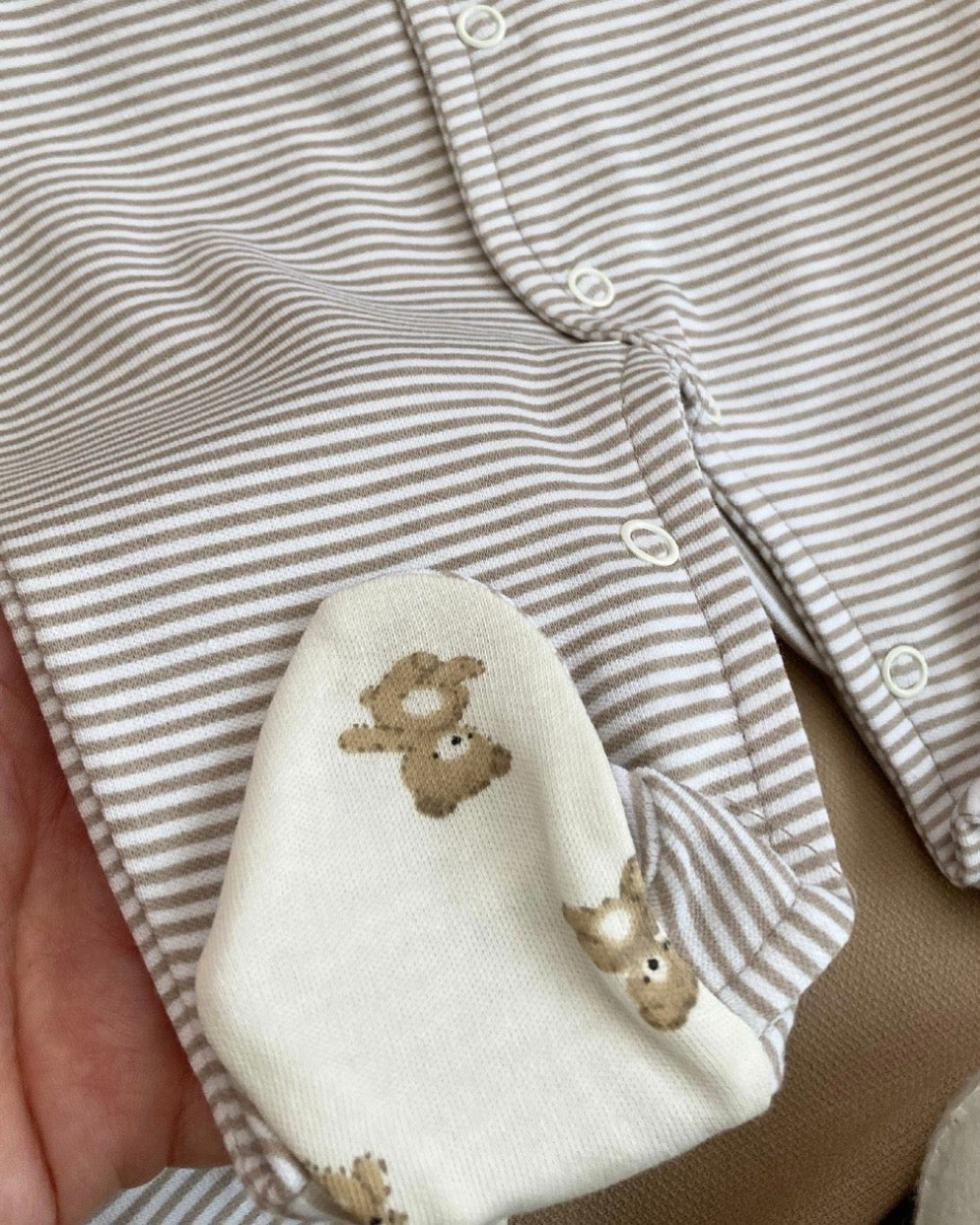 Pyjama Combinaison Bébé Brodé Ourson - Vêtement Naissance 0-3 Mois
