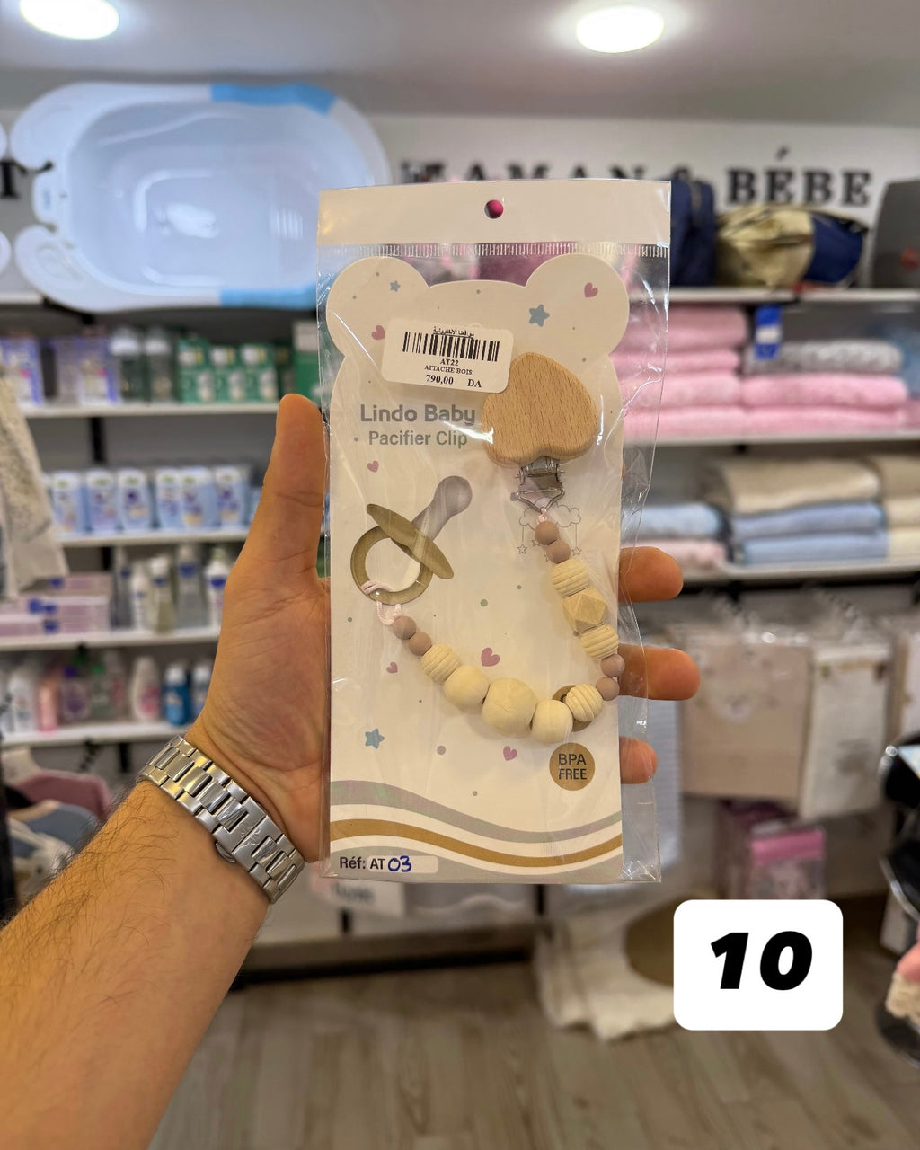 Attache-Sucette en Bois Naturel &amp; Silicone – Lindo Baby