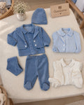 Ensemble Bébé Garçon Velours Côtelé Style Blazer 4 Pièces 0-3 Mois