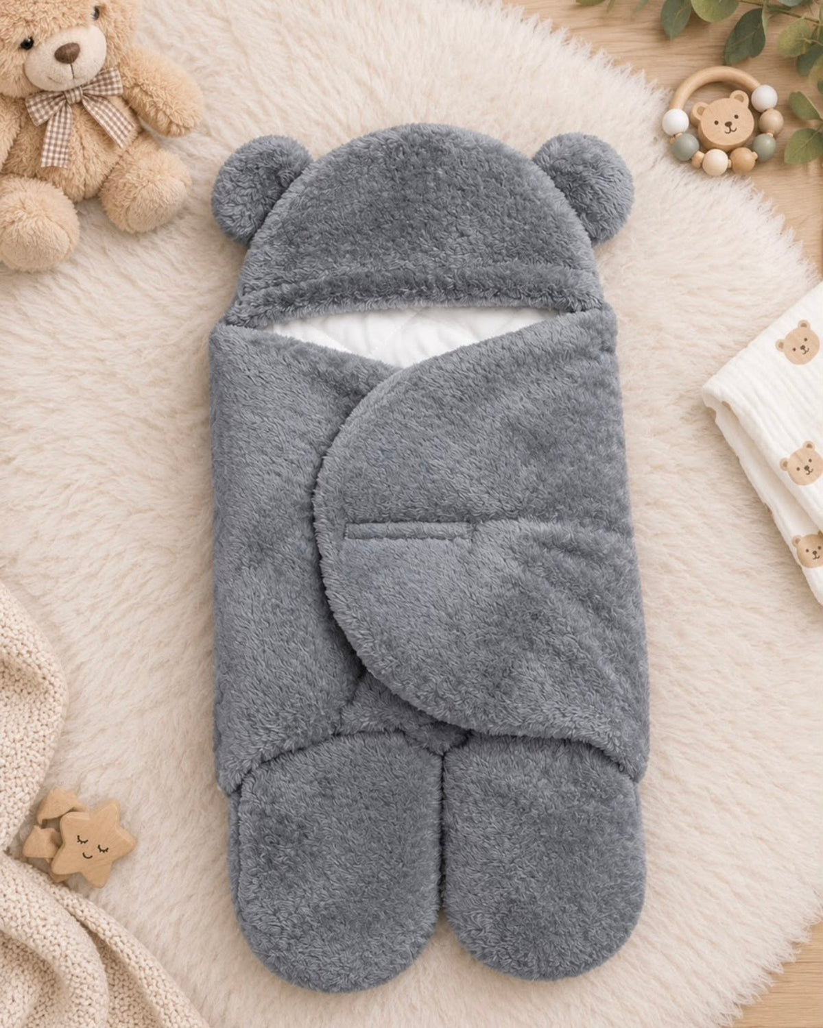 Nid d'Ange Bébé Ours en Peluche – Cocon de Naissance Ultra Doux 0-3 Mois
