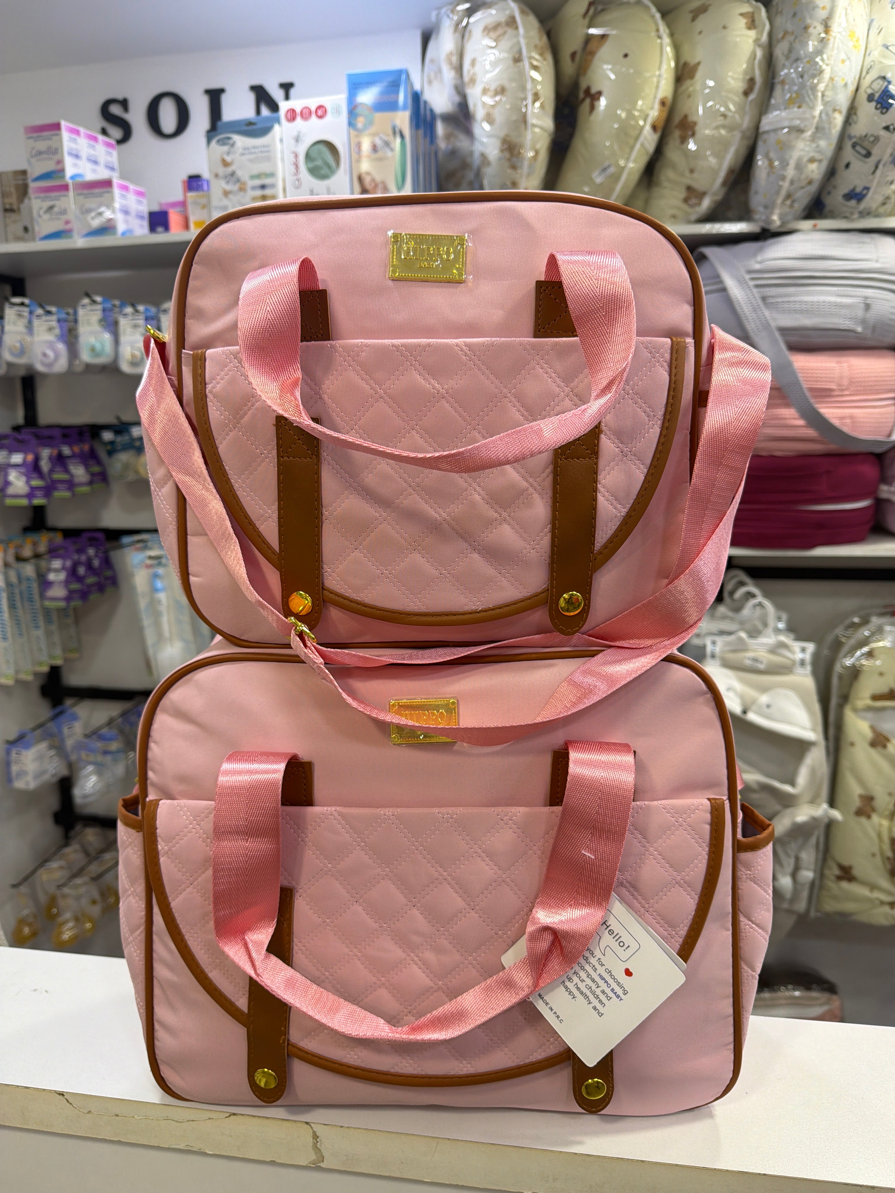 SAC Hippo 4 PIECES EN ROSE CUIRE