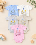 Body Croisé Bébé "Lovely Family" Éléphant Manches Courtes 0-3 Mois