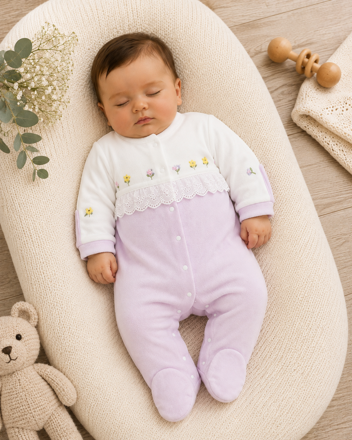 Grenouillère 100% coton 0-6 mois