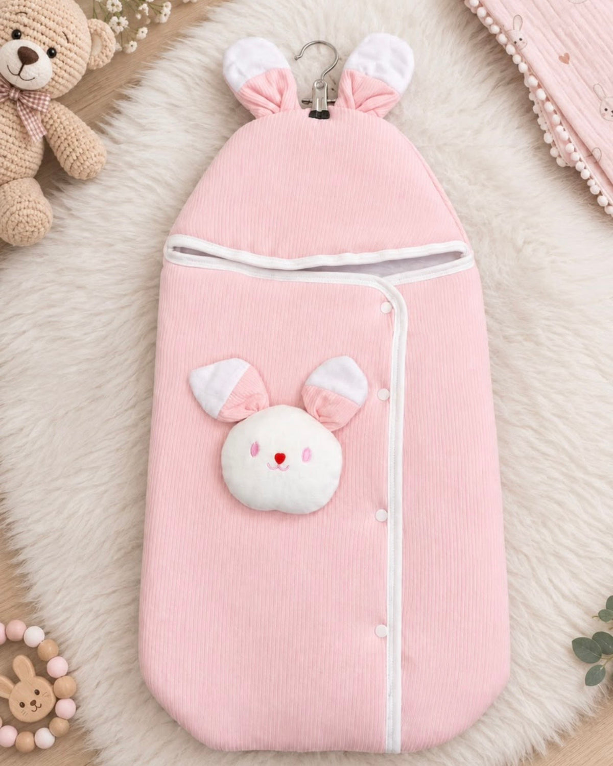 Nid d'Ange Bébé Lapin – Cocon de Naissance à Capuche Oreilles 0-3 Mois