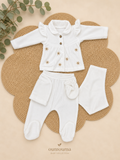 Ensemble naissance col claudine fleurs 0-3 mois