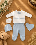 Ensemble Bébé 5 Pièces Tricot - Bonnet, Moufles et Bavoir