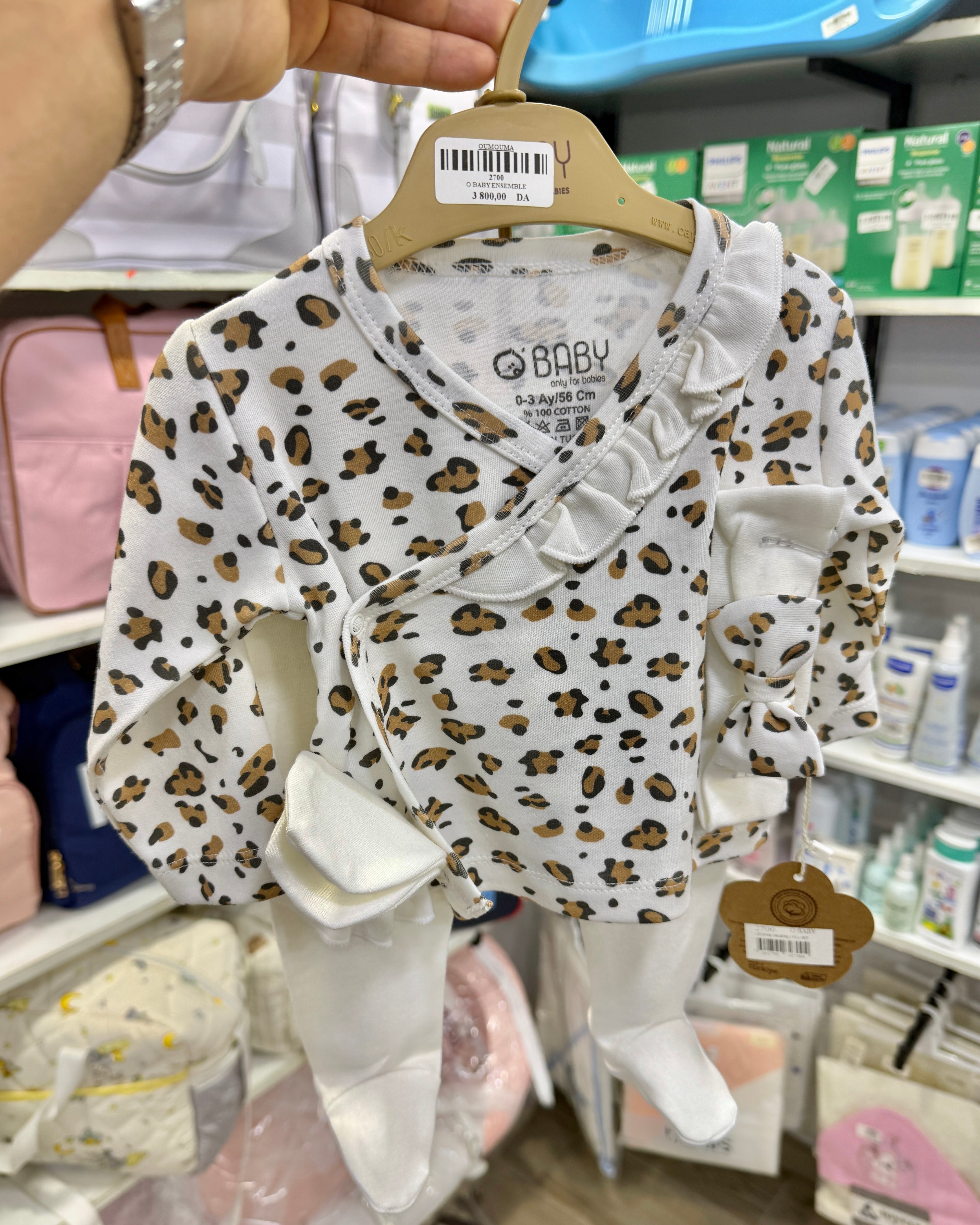 Ensemble bébé leopards 100% coton 0-3 mois