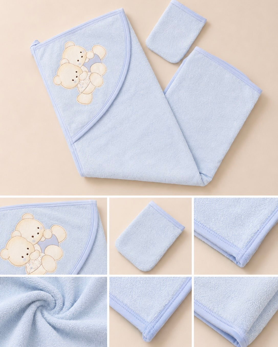 Cape de bain bébé avec gant