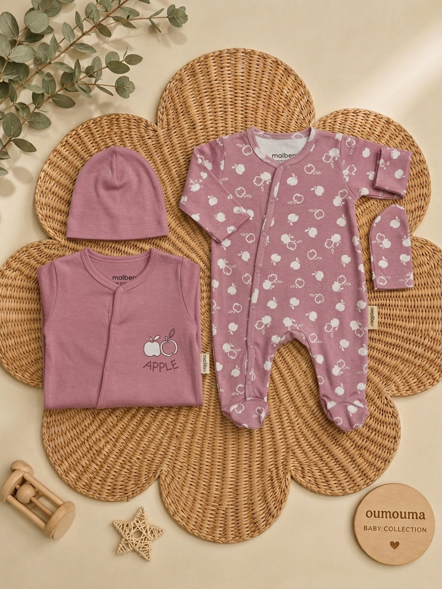 Ensemble Bébé "Apple" Mauve 3 mois