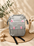 Sac à Dos de Maternité Gris "Aerbear Baby" Motif Chat