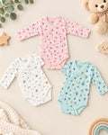 Body Croisé Bébé Fille Imprimé Fleurs & Pandas Manches Longues – Naissance