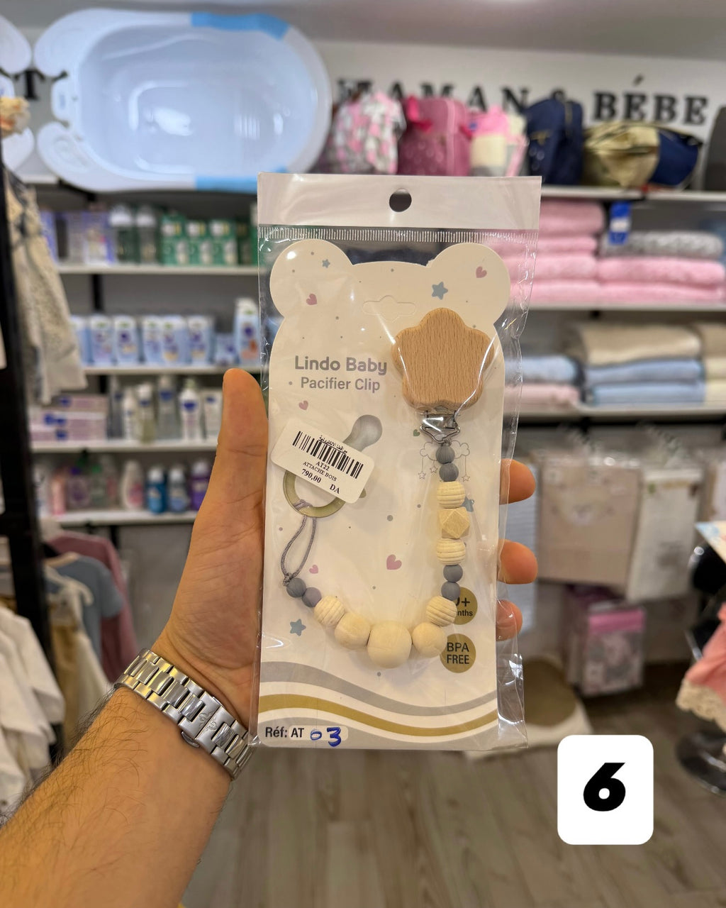 Attache-Sucette en Bois Naturel &amp; Silicone – Lindo Baby