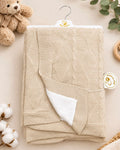 Plaid Bébé Tricot Torsadé Double Face – Coloris Beige 100x80