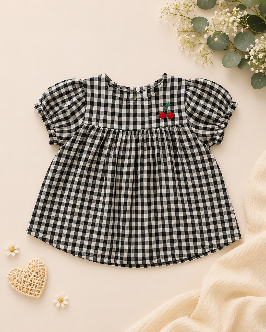 Robe-Tunique "Petite Cerise" à Carreaux Vichy