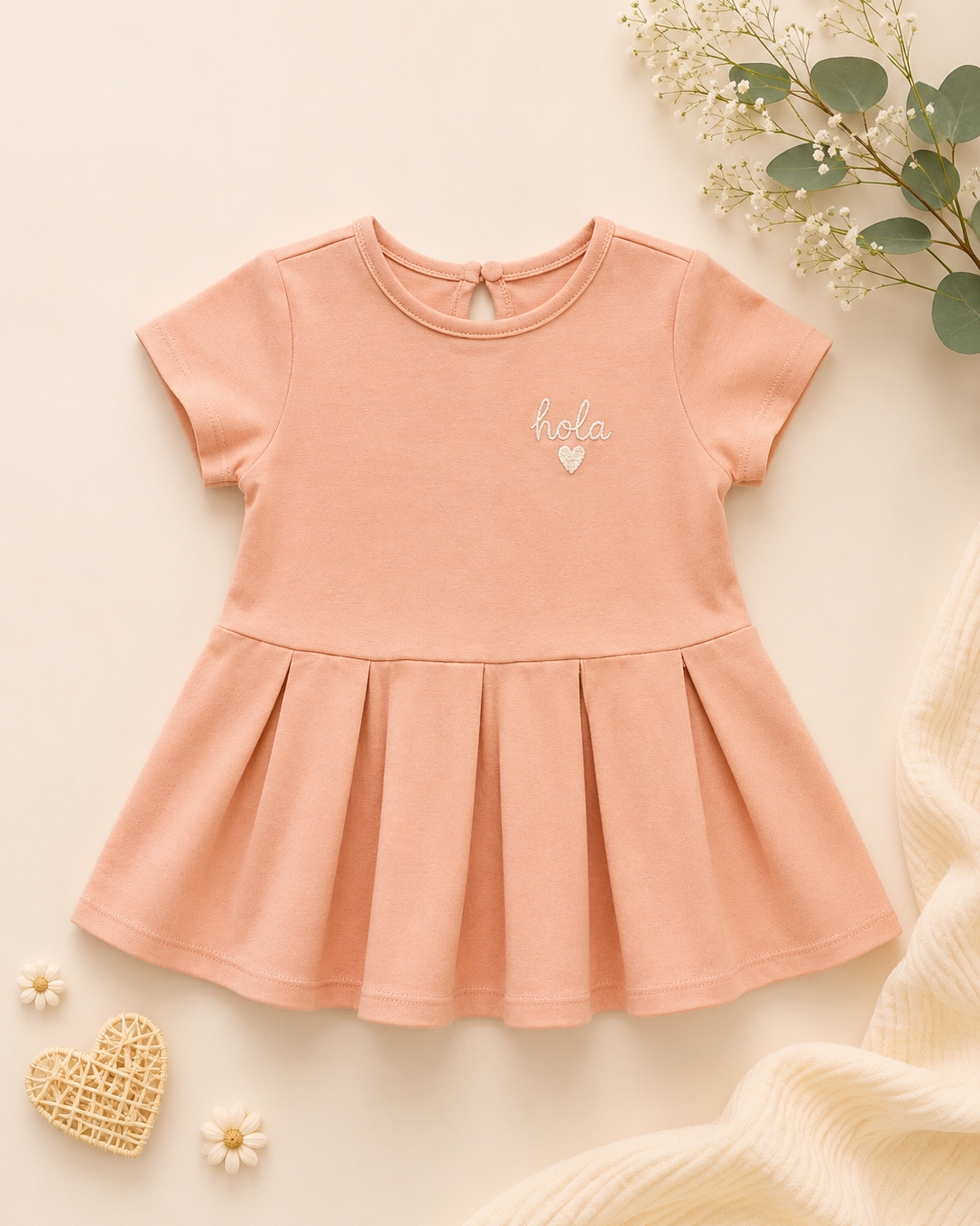 Robe Plissée "Hola" Douceur Pêche