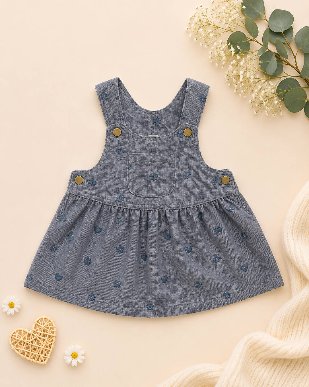 💙 Robe Salopette "Cœur Tendre" – Le Denim Chic &amp; Ludique