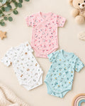 Body Croisé Bébé Fille Imprimé Fleurs & Moutons Manches Courtes – Naissance