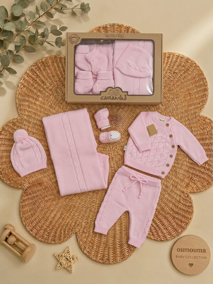 Coffret naissance tricot rose 0-3 mois CARAMINI