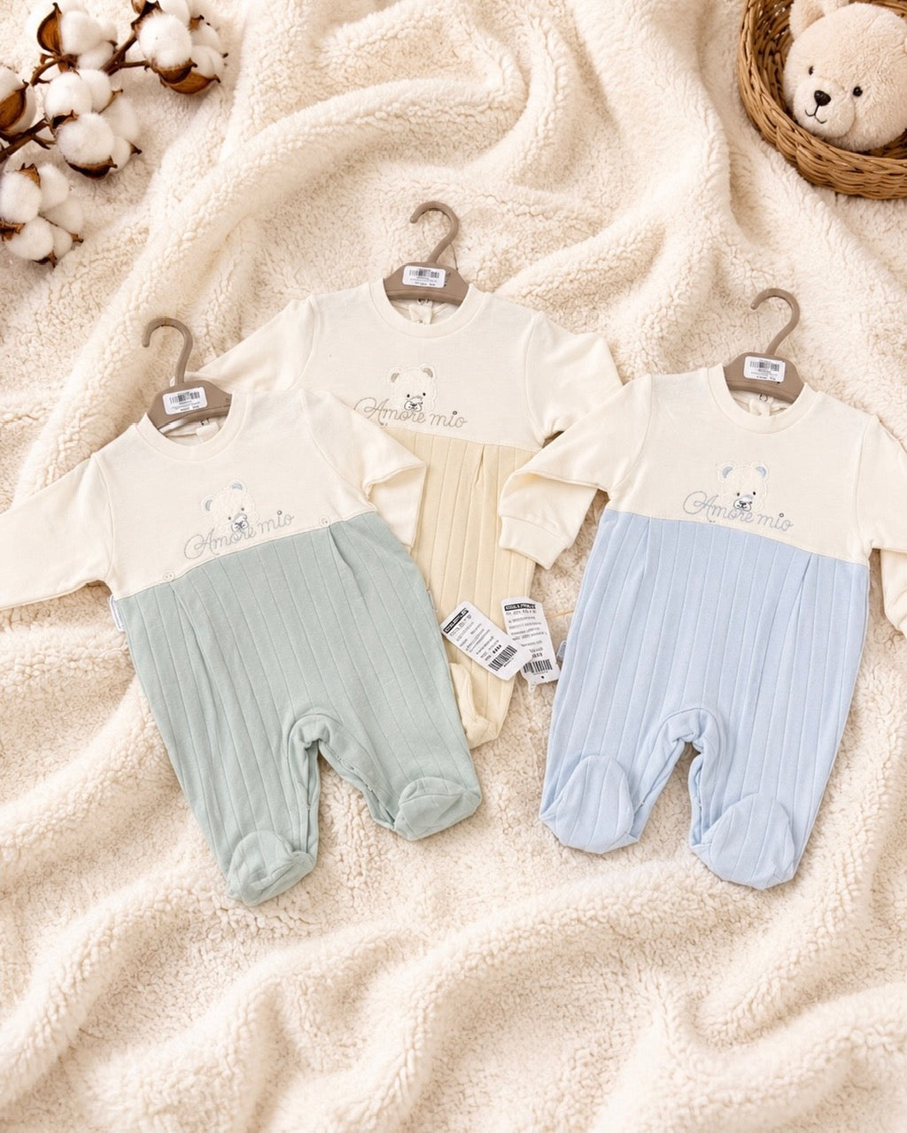Pyjama Grenouillère Bébé "Amore Mio" – Douceur et Élégance 0-6 M