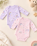 Body Bébé Fille Imprimé Arc-en-Ciel & Étoiles Manches Longues – Naissance