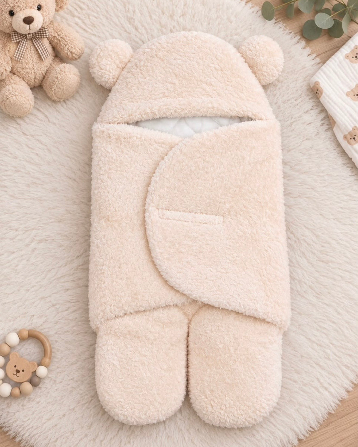 Nid d'Ange Bébé Ours en Peluche – Cocon de Naissance Ultra Doux 0-3 Mois