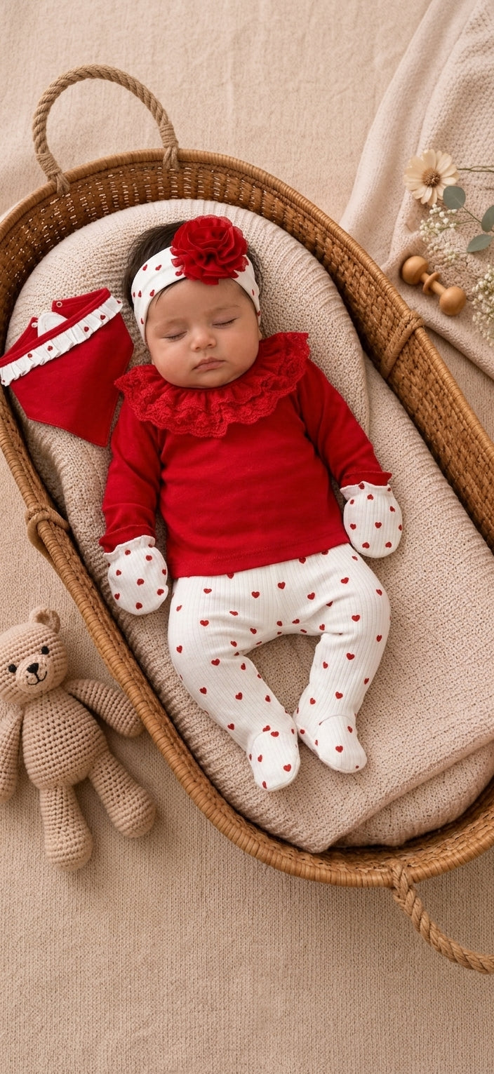 Ensemble bébé 5 pièces cœurs