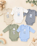 Body Croisé Bébé Garçon Ourson à Pois "Bonito" Manches Longues 0-3 Mois