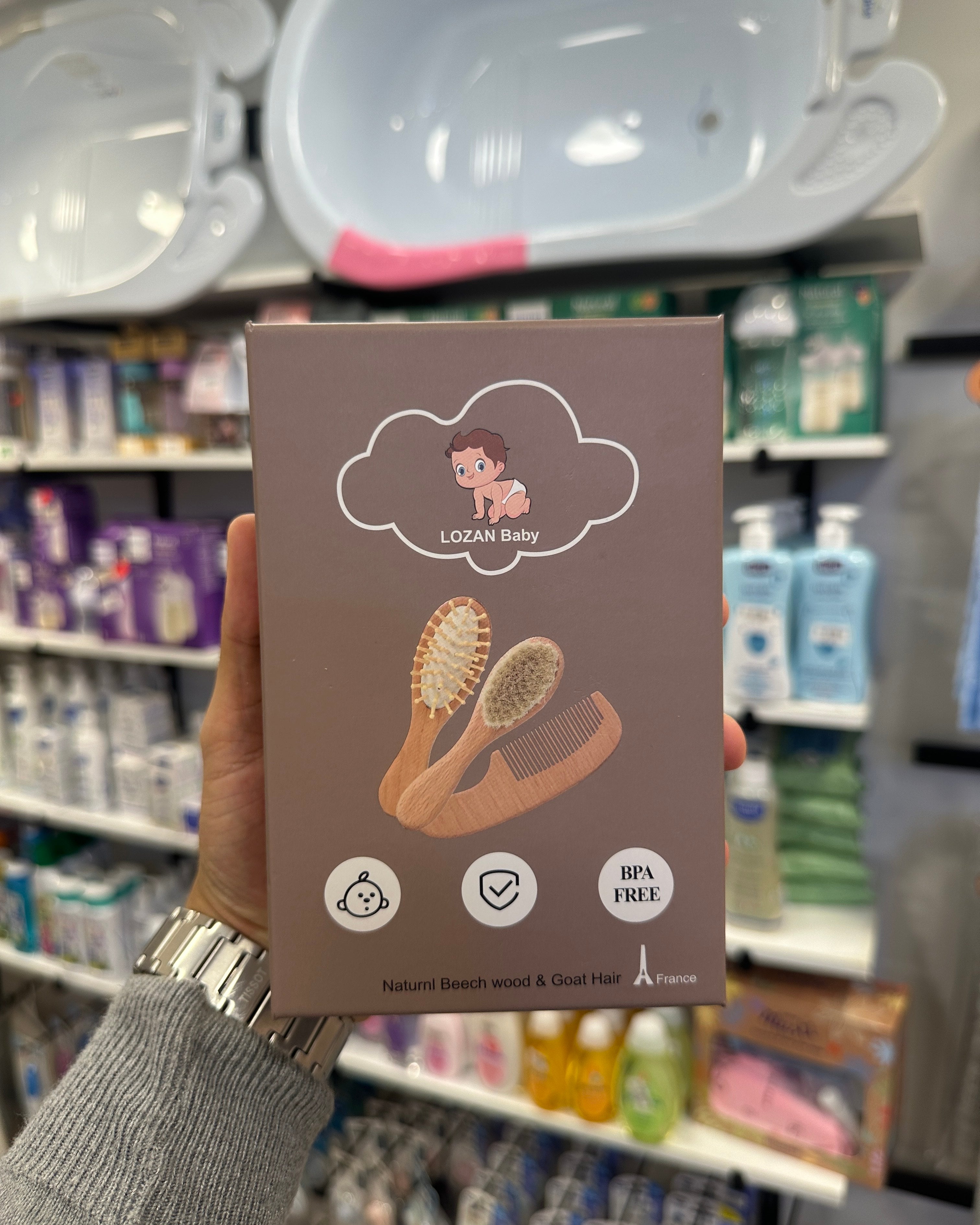 👶 Pack de Brosses et Peigne Bébé LOZAN Baby - Bois Naturel
