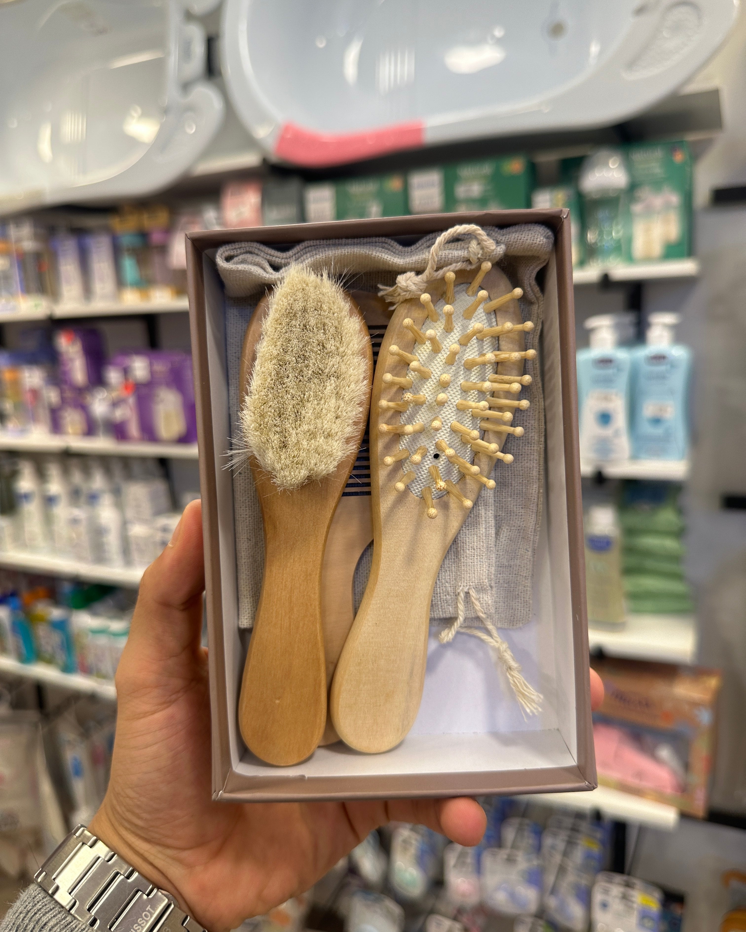 👶 Pack de Brosses et Peigne Bébé LOZAN Baby - Bois Naturel