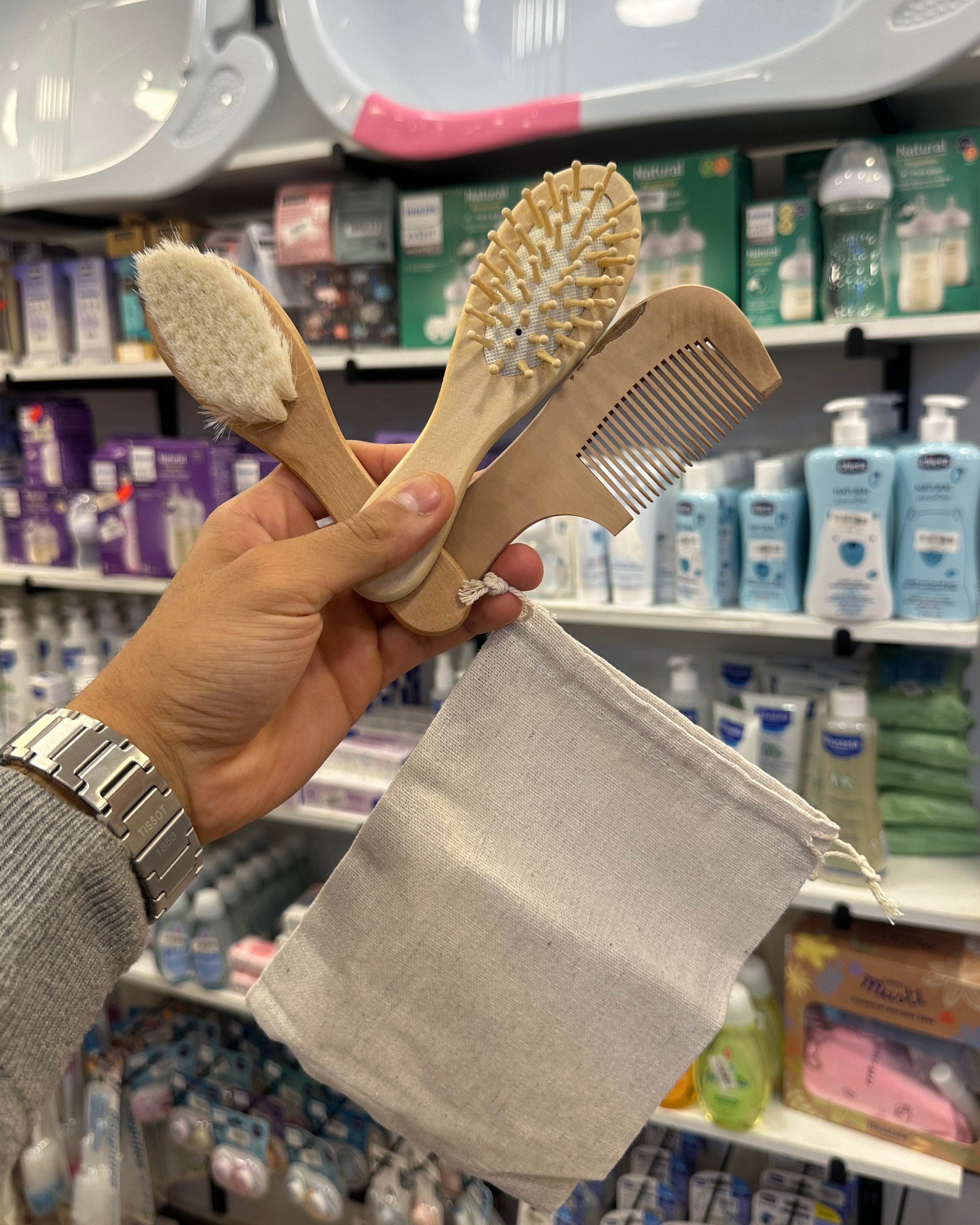 👶 Pack de Brosses et Peigne Bébé LOZAN Baby - Bois Naturel
