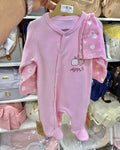 Ensemble Grenouillère & Bonnet Bébé « Little Apple » 0-6 M