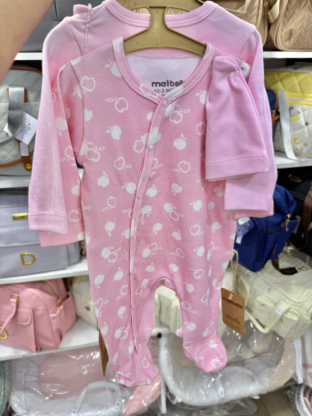 Ensemble Grenouillère & Bonnet Bébé « Little Apple » 0-6 M