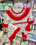 💖 Ensemble 5 Pièces Bébé Fille "Cœur Doux" – Rouge & Blanc 0-3 M