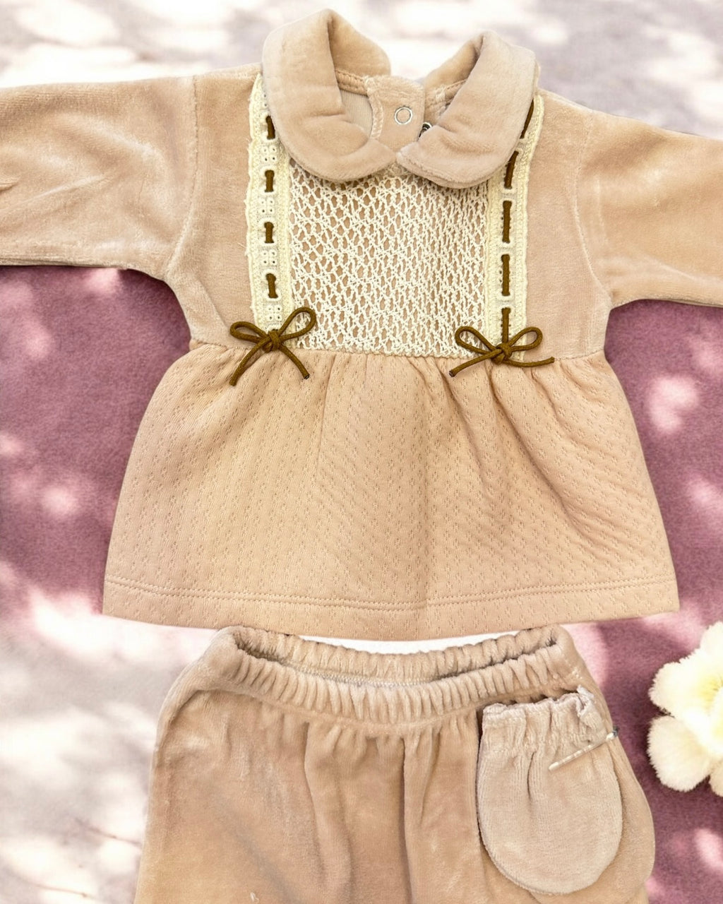 Ensemble 5 Pièces Bébé en Velours 0-3 Mois