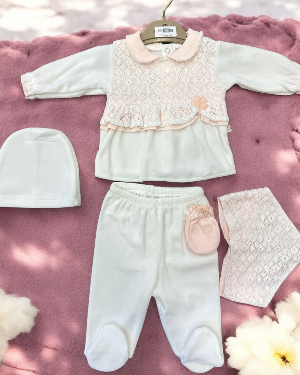 Ensemble 5 Pièces Bébé en Velours 0-3 Mois