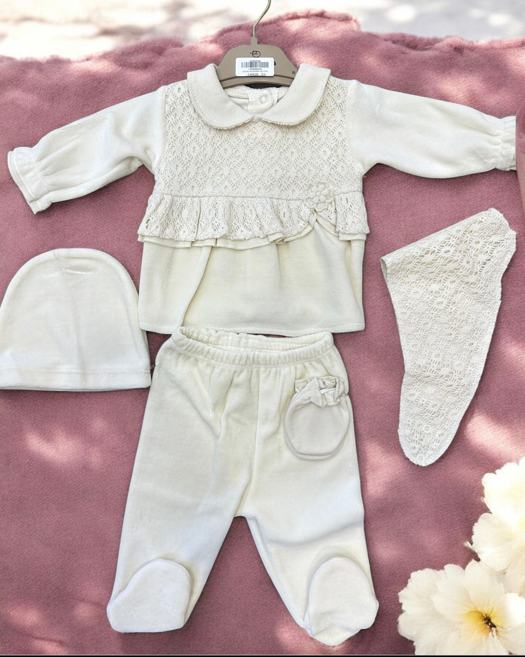 Ensemble 5 Pièces Bébé en Velours 0-3 Mois