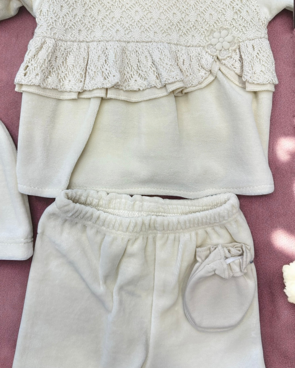 Ensemble 5 Pièces Bébé en Velours 0-3 Mois