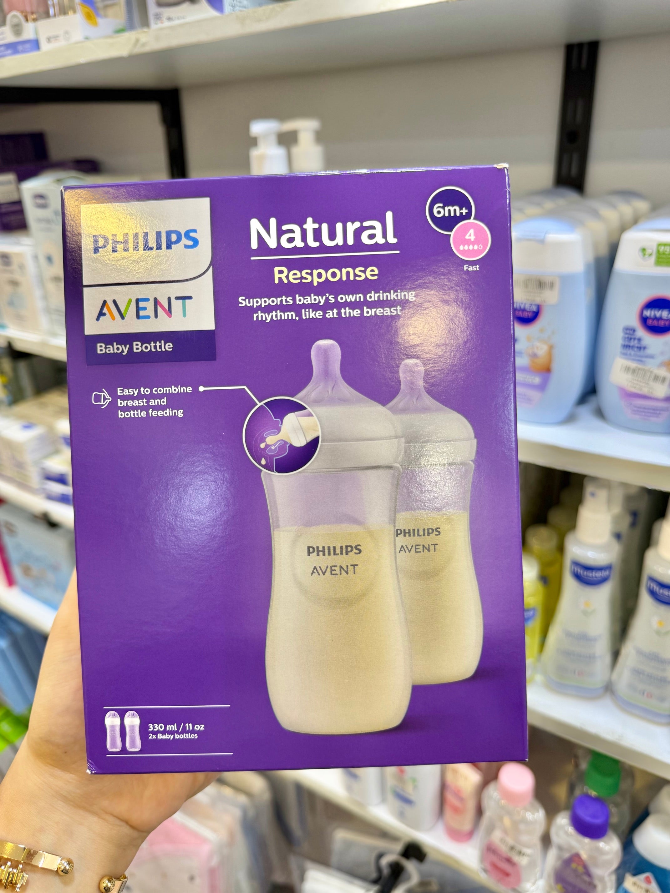 Pack de 2 Biberons Philips Avent "Natural Response" – 330ml (6m+)
