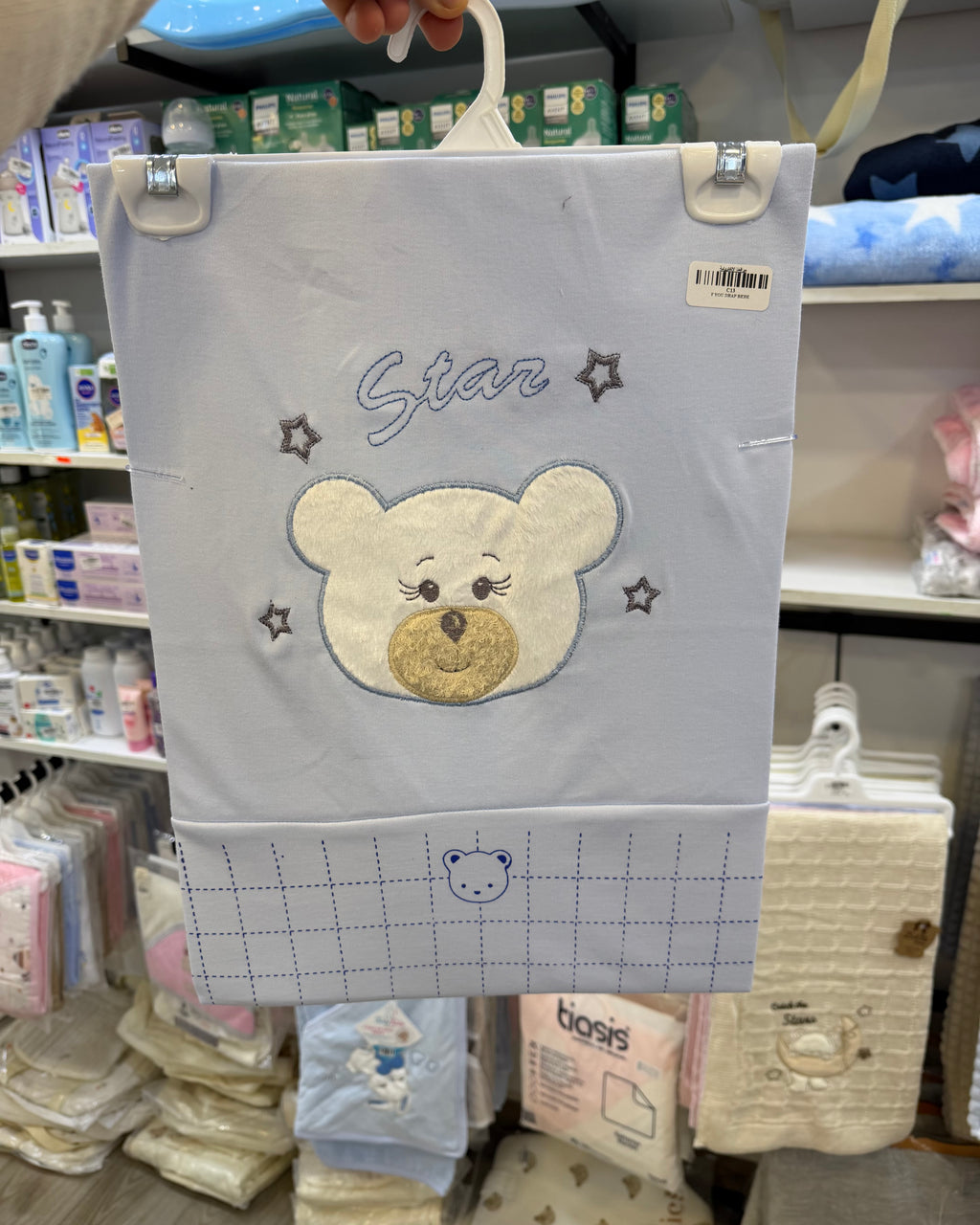 Drap- Brodé "Petit Ourson Étoilé" – Douceur Premium pour Bébé