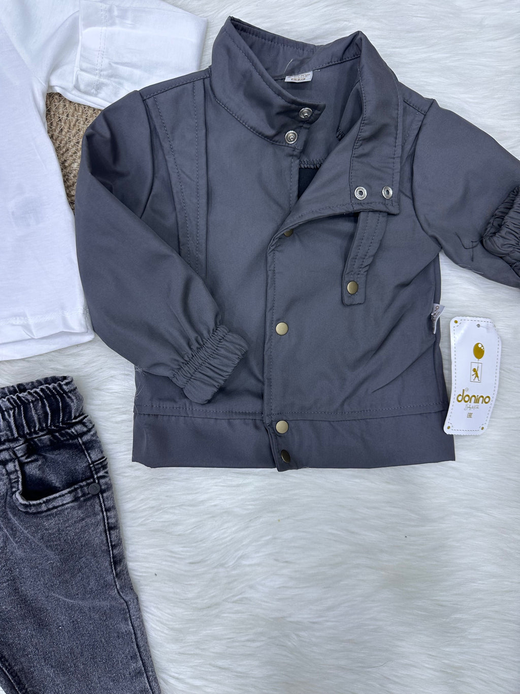 Ensemble 3 Pièces "Urban Relax" – Veste Anthracite & Jean Gris 9-12 Mois